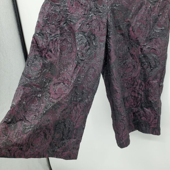 NWT Asos Cropped Wide Leg Purple Jacquard Whimsigoth High Rise Pants Size 14 - Picture 9 of 9